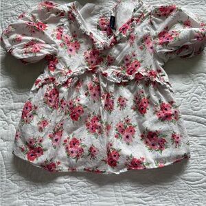 Janie and Jack Pink and White Floral Blouse